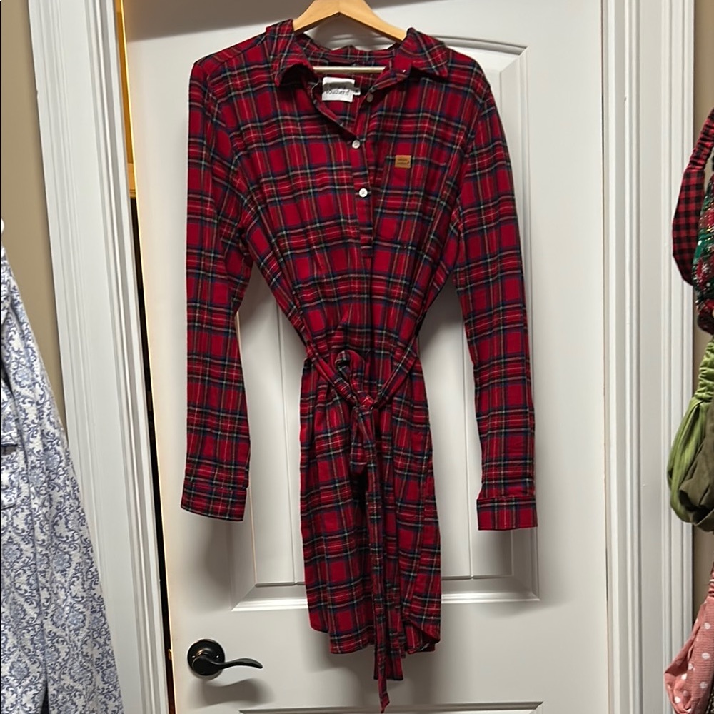 Simply Southern Red flannel shirt dress